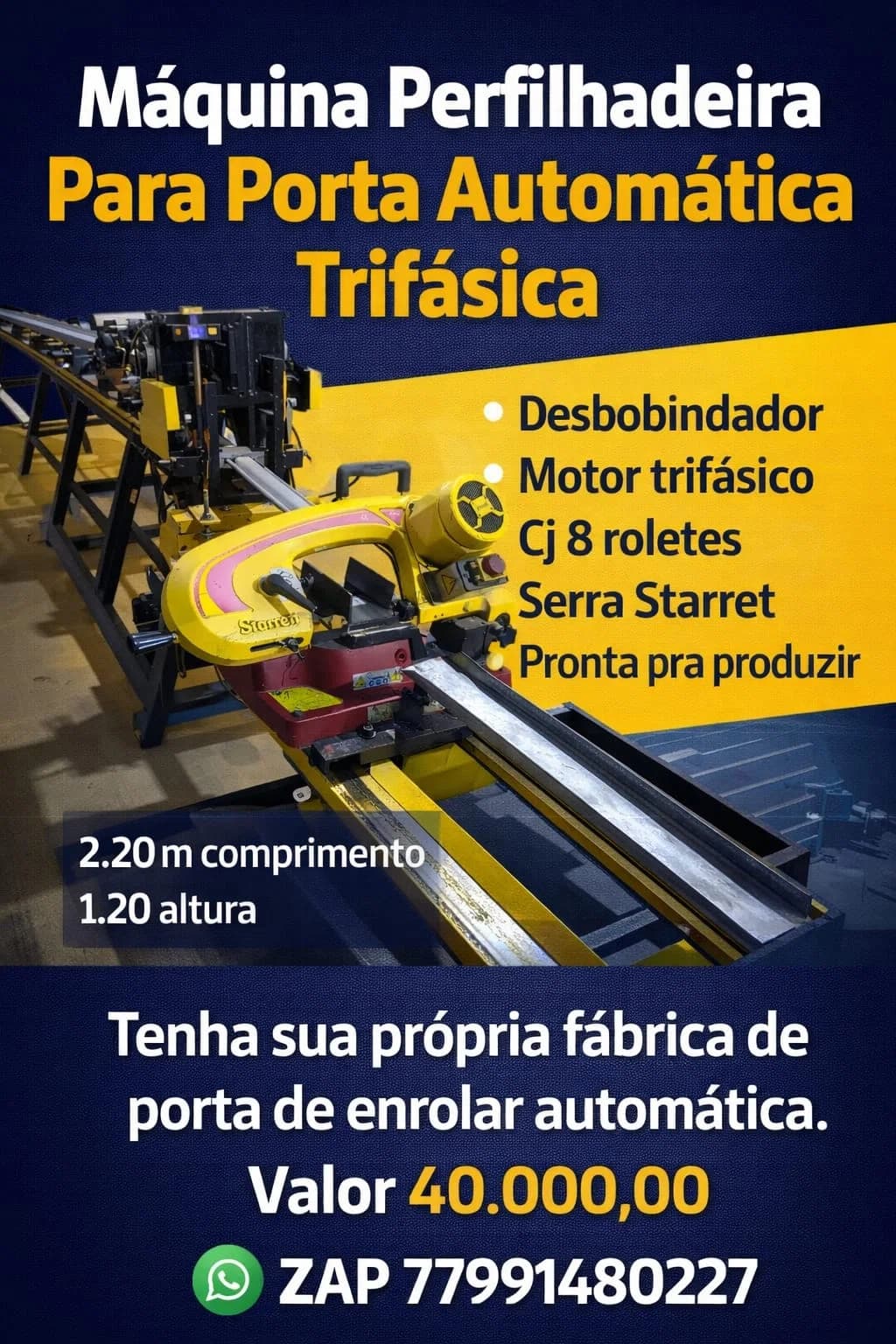 Máquina Perfilhadeira para Porta Automática Trifásica - Foto 1