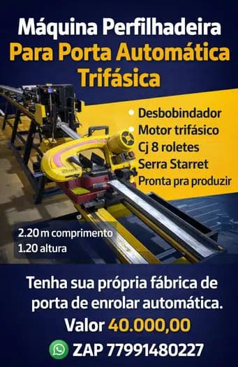 Máquina Perfilhadeira para Porta Automática Trifásica