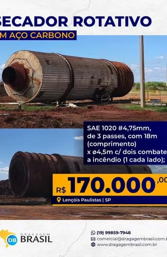 Secador Rotativo em Aço Carbono